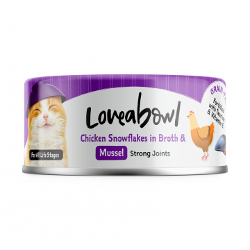 Loveabowl Grain-Free Chicken Snowflakes In Broth With Mussel 70g Carton (24 Cans)